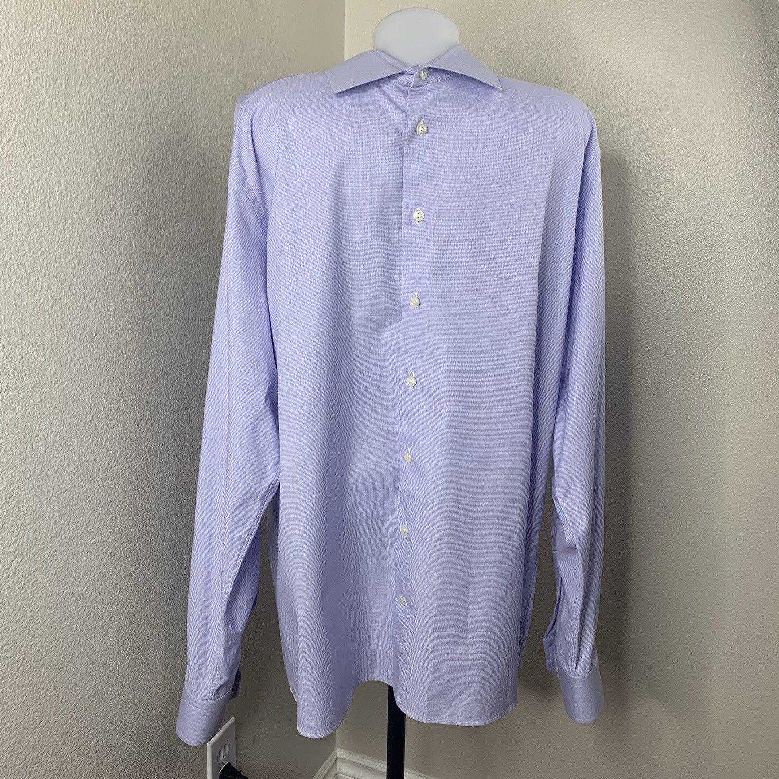 Eton ‘Solid Dobby’ L/S Button Twill Contemporary Cut Away Collar Sz 46 18 Xxl